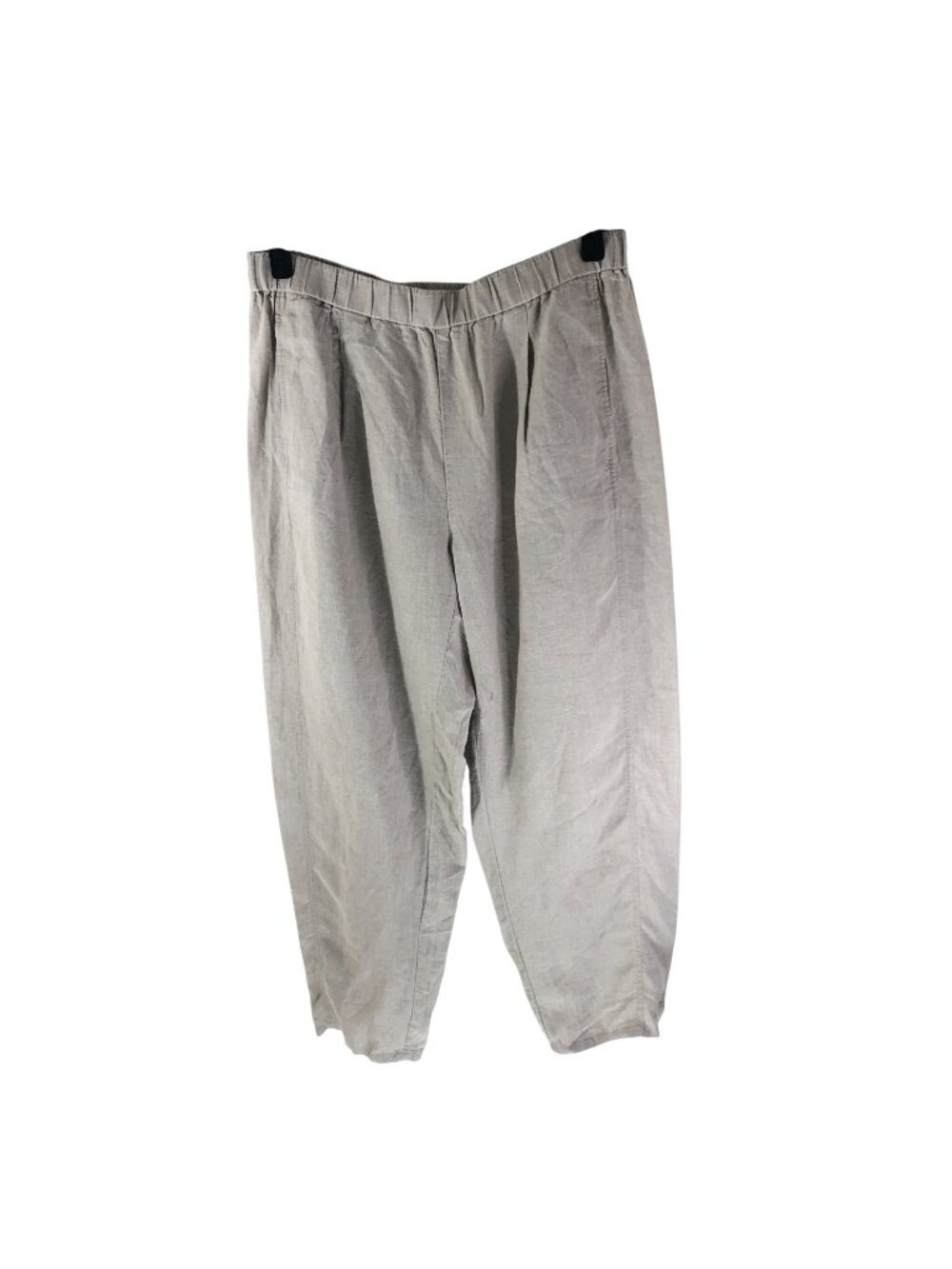 Eileen Fisher Womens Organic Linen Elastic Waist Tapered Pants Beige Size M